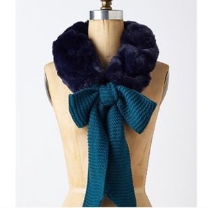Anthropologie Ett Twa Blue Escot Faux Fur Scarf